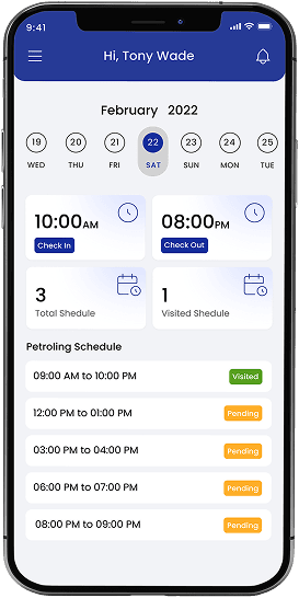 M&M guard mobile app — patrolling schedule